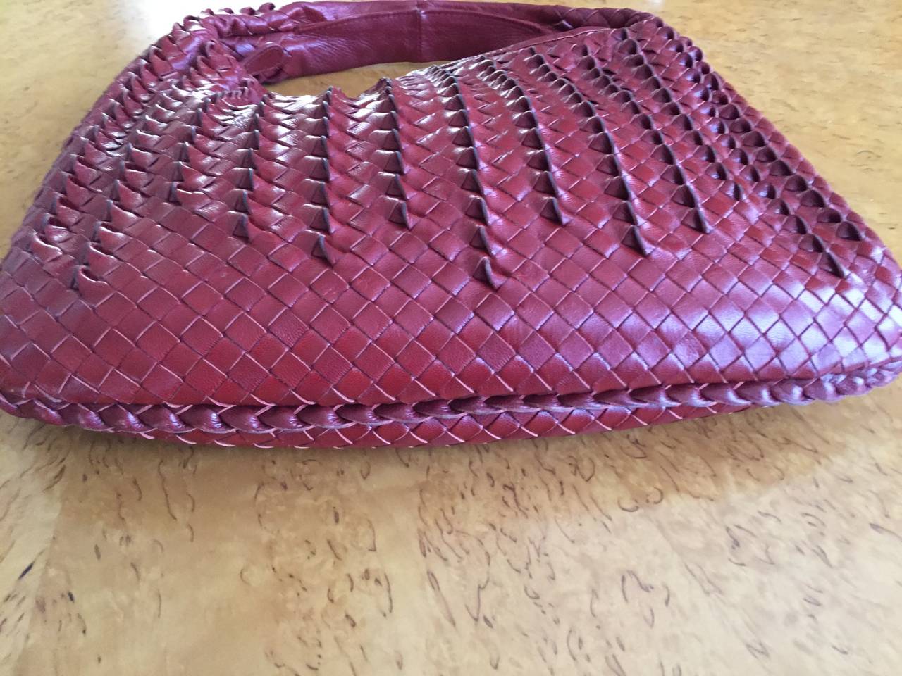 Women's Bottega Veneta Red Twist Intrecciato Leather Hobo Bag