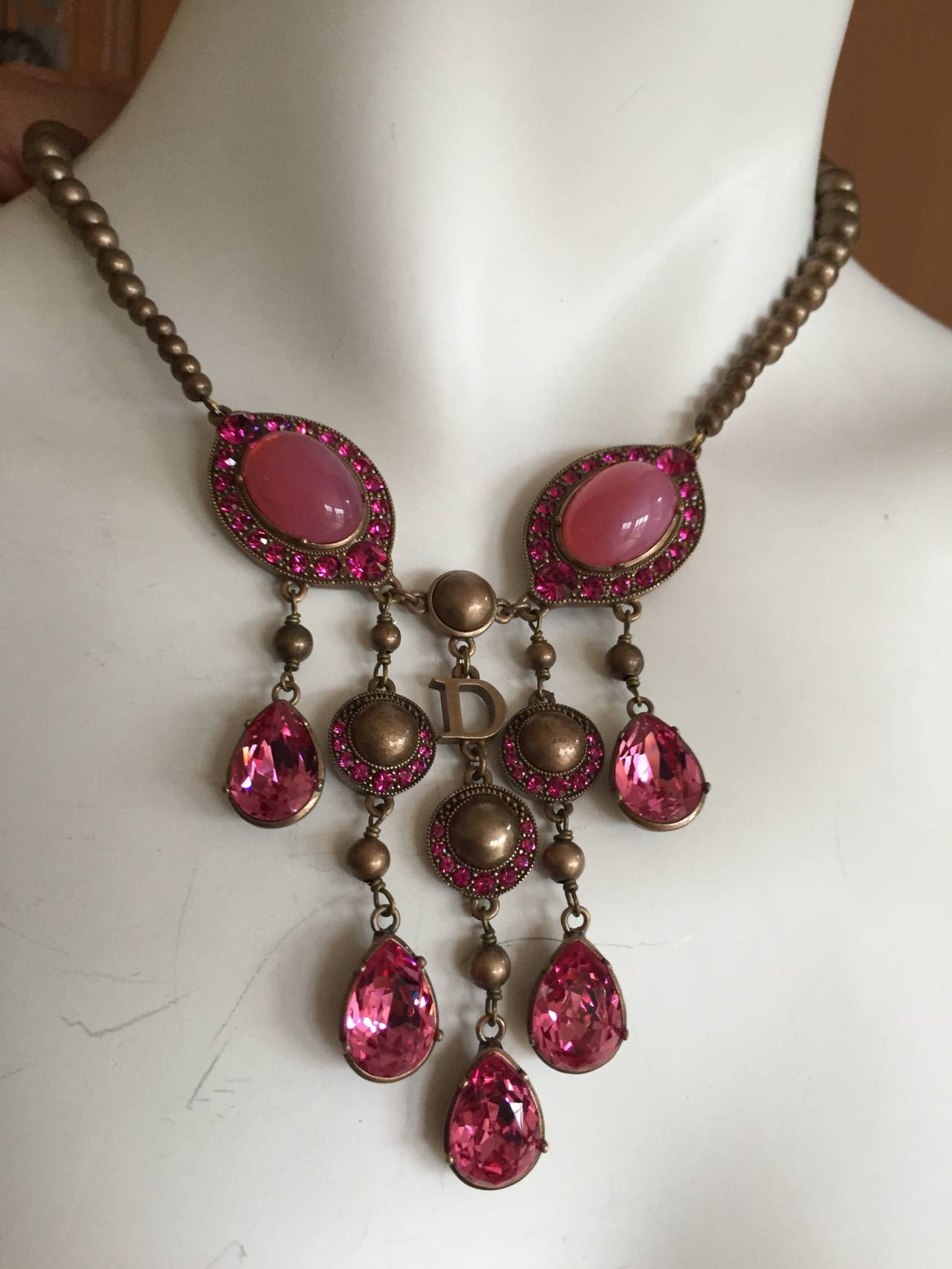 Women's Christian Dior Rose Jeweled Necklace