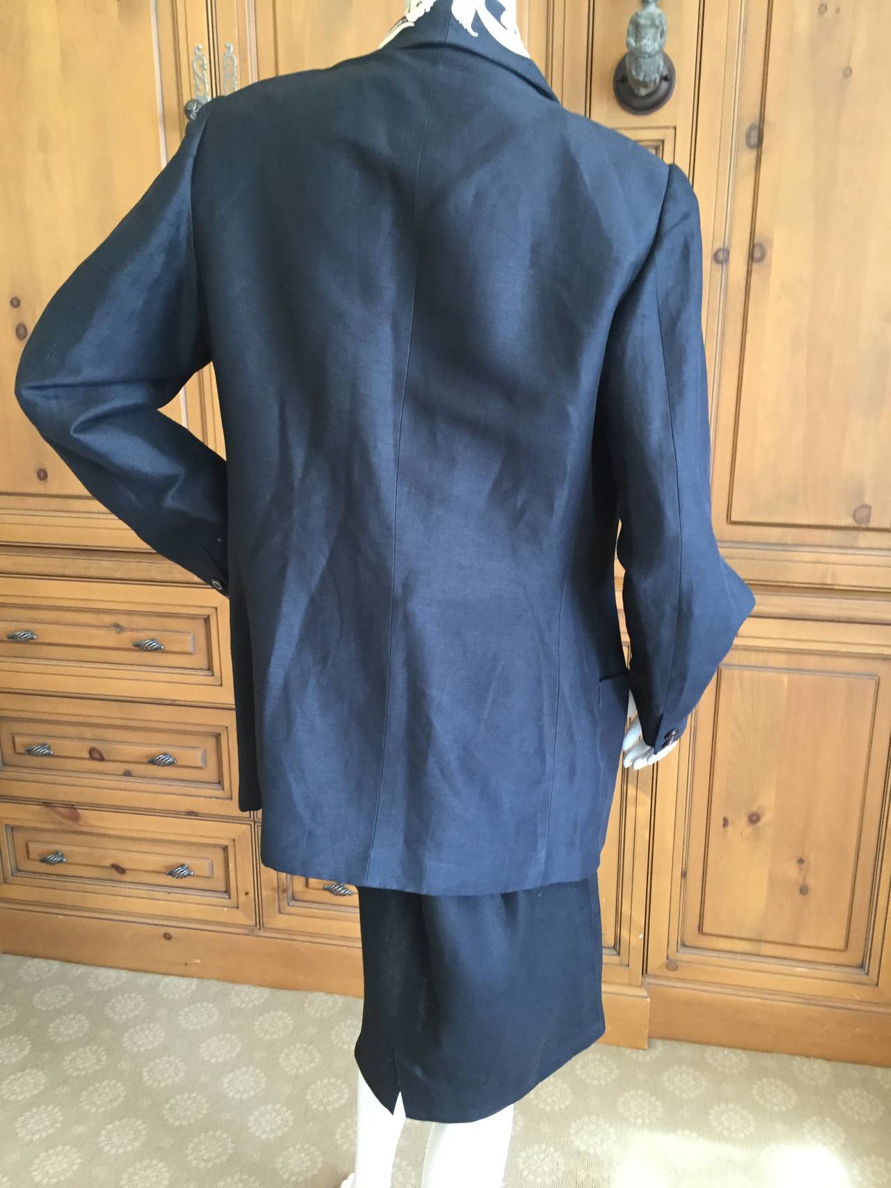 Gianni Versace 1987 Black Linen / Silk Skirt Suit 2