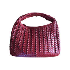 Bottega Veneta Red Twist Intrecciato Leather Hobo Bag