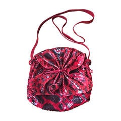 Carlos Falchi Red Leopard Pattern Snakeskin Bag