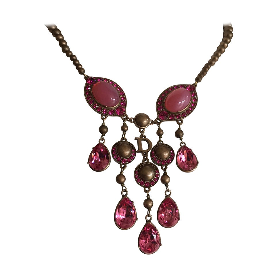 Christian Dior Rose Jeweled Necklace