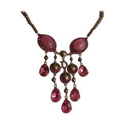 Vintage Christian Dior Rose Jeweled Necklace