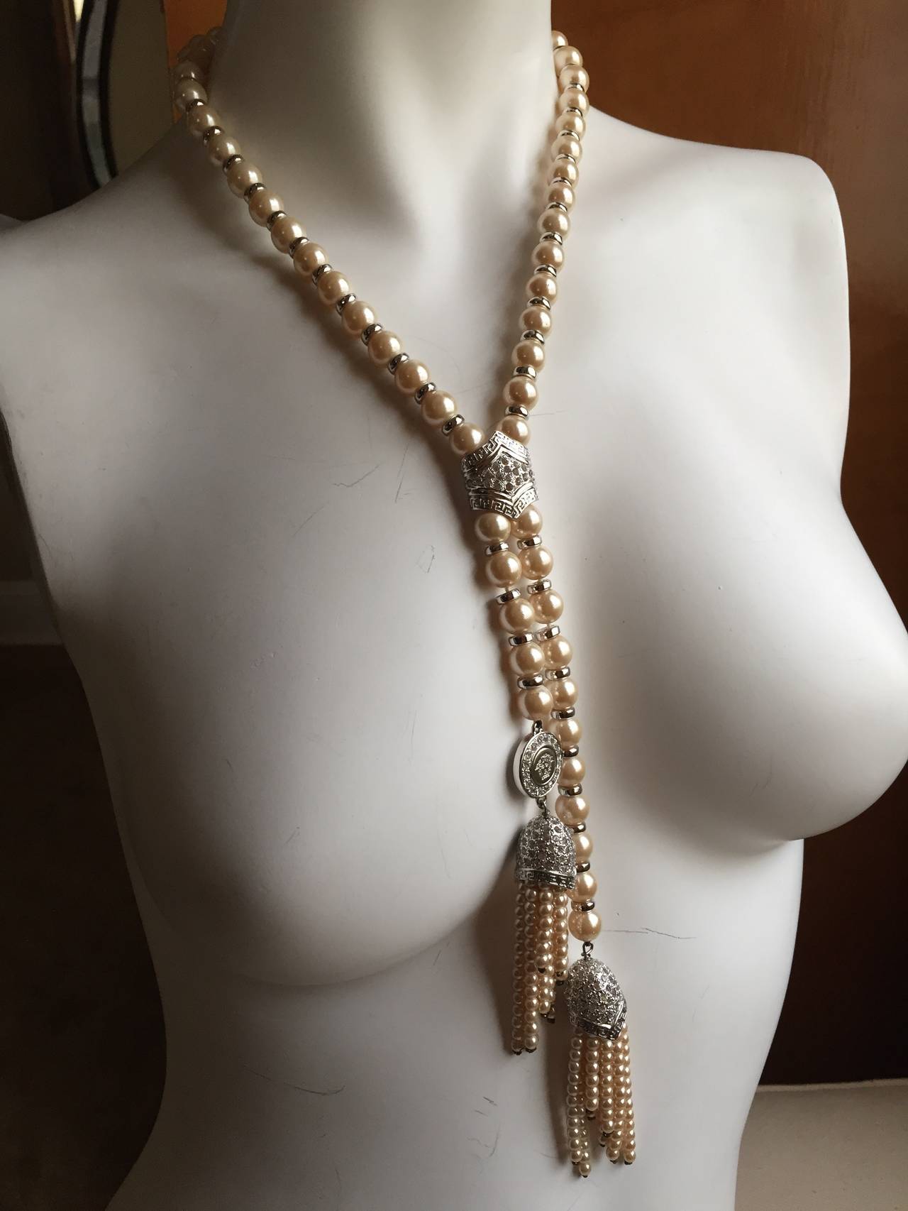 Gianni Versace Vintage Pearl Tassel Necklace