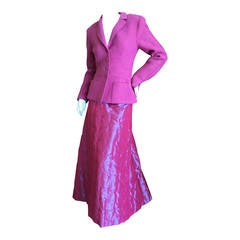 Vintage Chanel Fuscia Quilted Ball Skirt and Matching Jacket Fall 
99