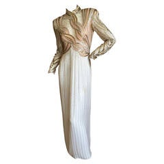 Bob Mackie Sheer Illusion 1970's Beaded Gown