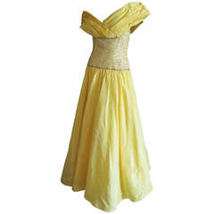 Murray Arbeid London Vintage 1983 Yellow Evening Gown