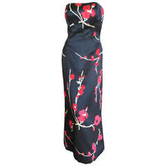 Pauline Trigere 1960's Sumptuous Silk Floral Evening Dress