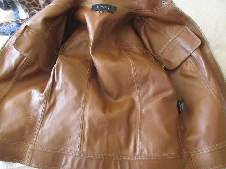 Women's Gucci by Tom Ford Fall 2000 Leather Logo Jacket