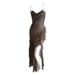 John Galliano Bias Cut Vintage Reptile Print Silk Dress