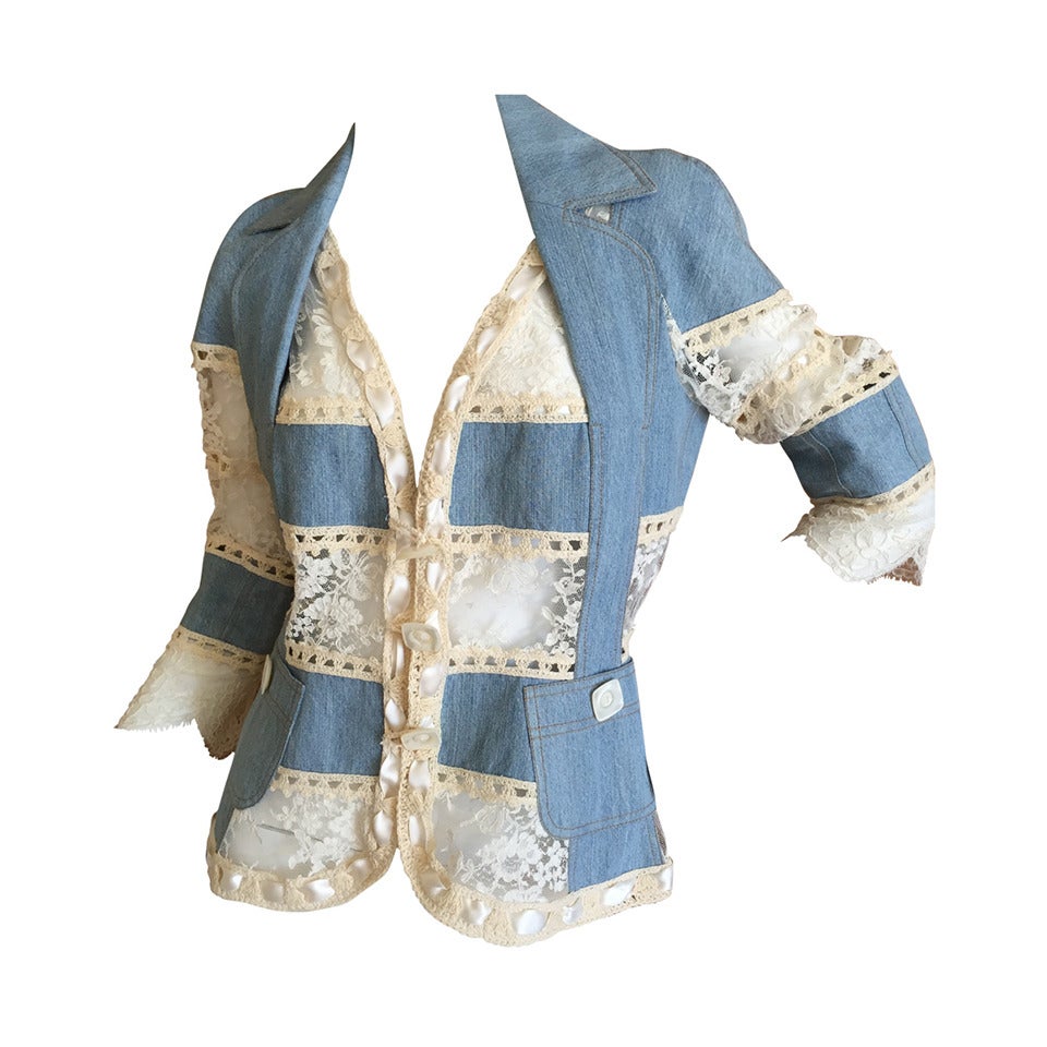 Christian Dior by John Galliano  Denim & Lace "Bar" Jacket