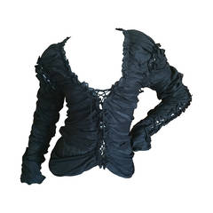 Yves Saint Laurent by Tom Ford Fall 2002 Black Corset Lace Top