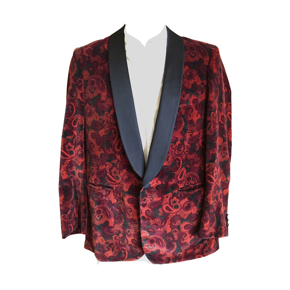 Sulka Vintage Velvet Smoking Jacket w Satin Shawl Collar Lapels