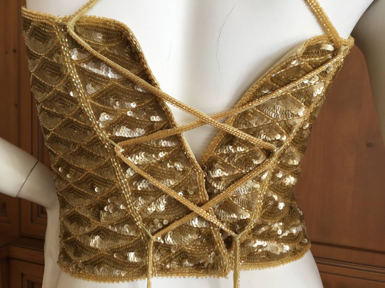 gold sequin corset top
