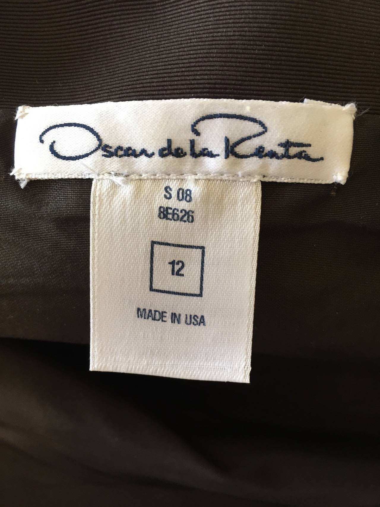 Oscar de la Renta Black & White Floral Embroidered Dress Size 12 4