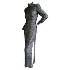 Bob Mackie 1980 Beaded Zig Zag Column Dress