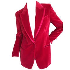 Gucci by Tom Ford Red Velvet Tuxedo Jacket  1996