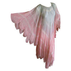 Oscar de la Renta Delightful 1970
s Silk Chiffon Bell Sleeve Dress