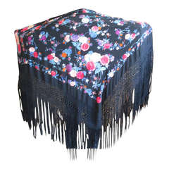 Vintage Black and Colorful Spanish Piano Shawl