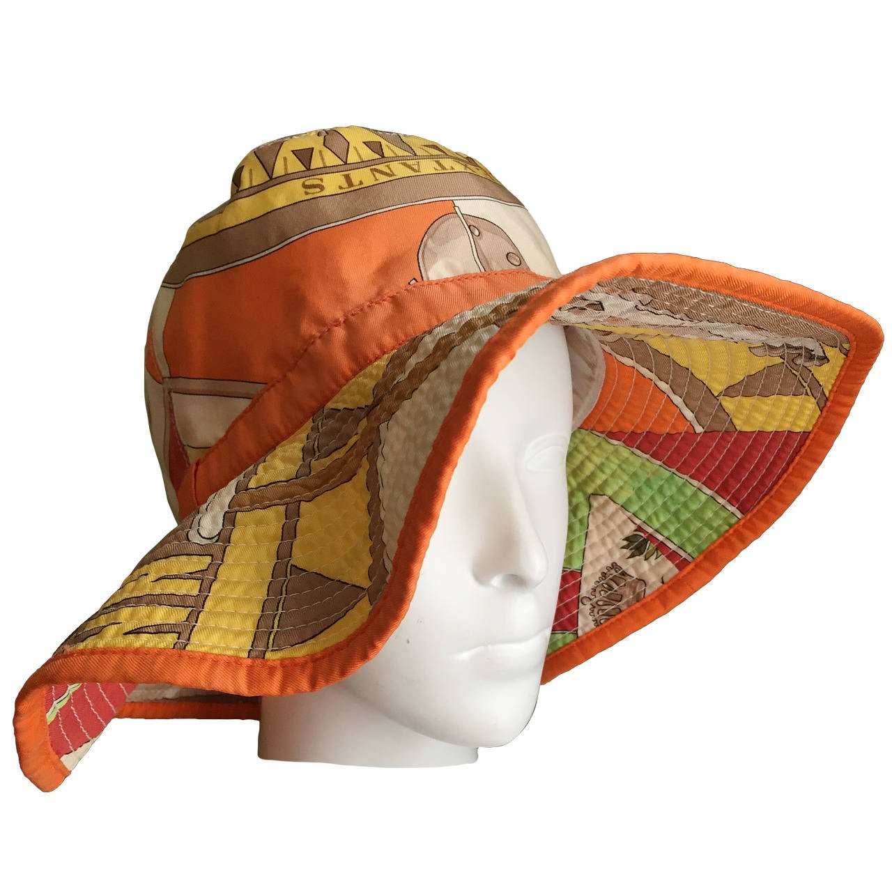 Hermes Vintage "Sextants" Cotton Bucket Hat