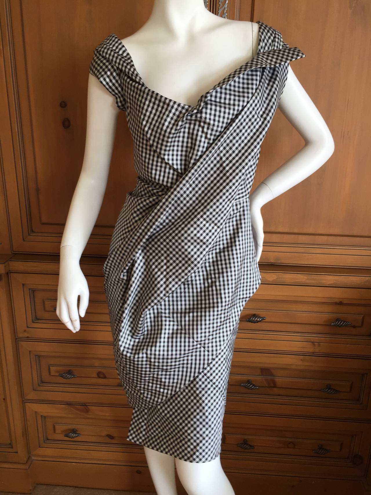 Vivienne Westwood Gold Label Silk Satin Gingham "Dora" Dress New