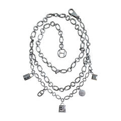 Hermes Palladium Olga Charm Belt Necklace