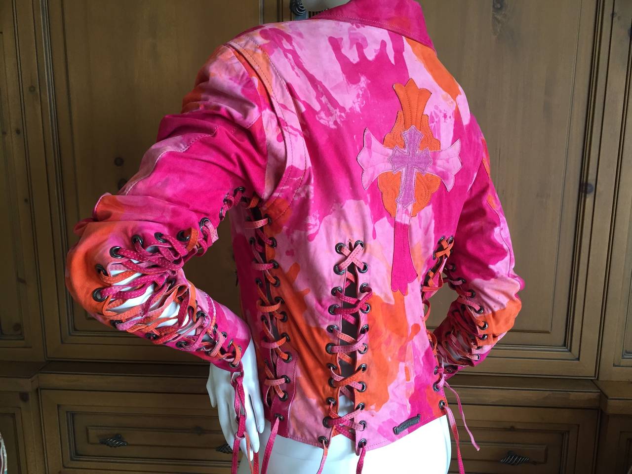Chrome Hearts Tie Dye Suede Corset Lace Moto Jacket In Excellent Condition In Cloverdale, CA