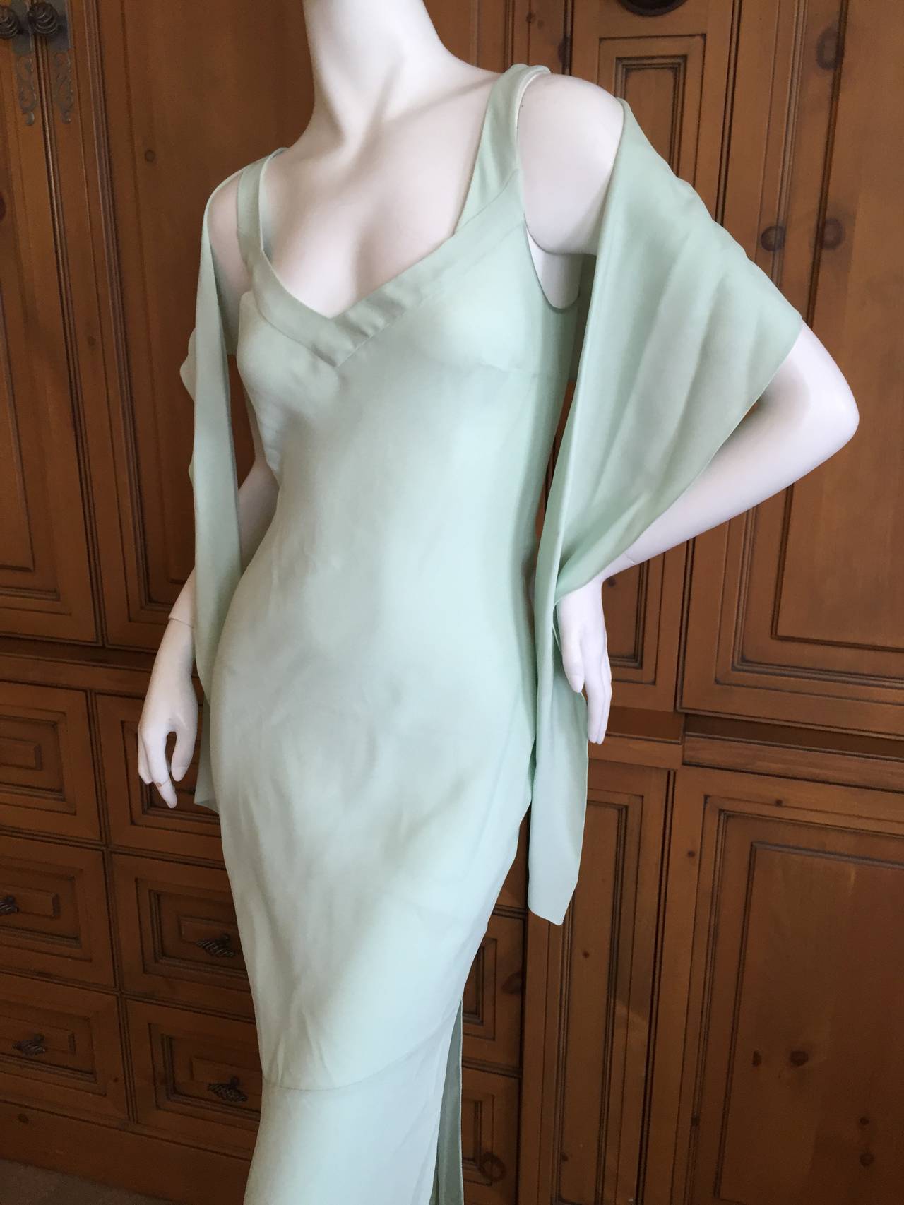 John Galliano Bias Cut Sleeveless Dress with Shawl.
Early label 1990's.
SIze 40 French, USA 8.
Bust 38