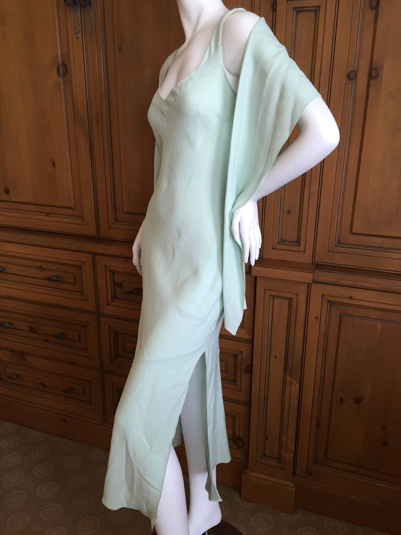 Gray John Galliano '90's Bias Cut Sleeveless Dress with Shawl For Sale