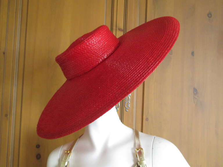 Givenchy Wide Brim Lipstick Red Straw Occasion Hat