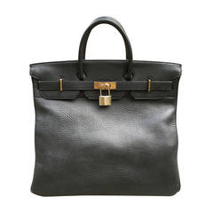 Hermes Birkin 40 HAC Black Buffalo Leather Travel Bag