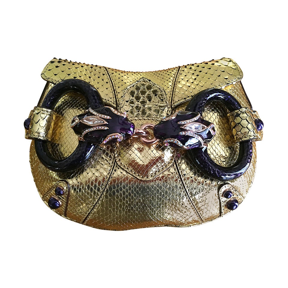 Gucci by Tom Ford Gold Serpent Python Clutch