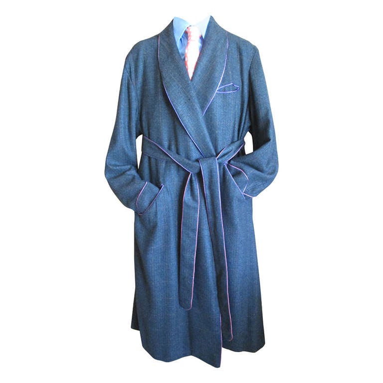 Green Donegal Unlined Cashmere Dressing Gown | New & Lingwood