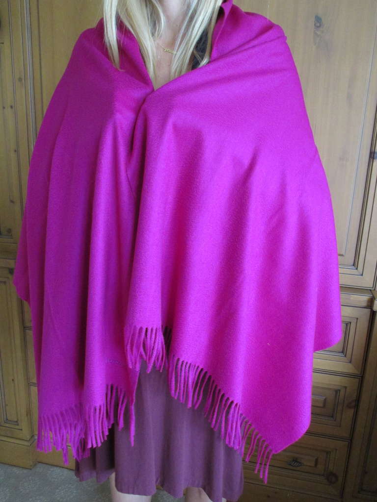 Hermes Pure Scottish Cashmere 
Fringed Fucia Blanket / Wrap / Scarf / Throw

76