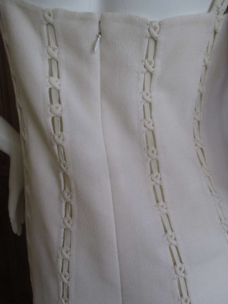 Ralph Rucci Ivory Summer Dress with Knot Details In Excellent Condition In Cloverdale, CA