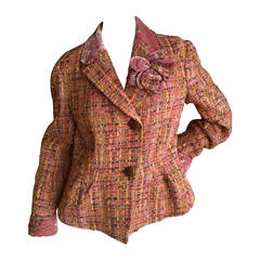 John Galliano Fantasy Tweed Jacket w Floral Pin