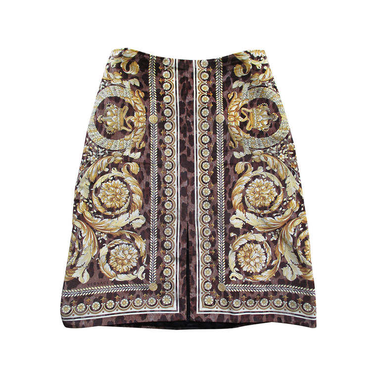Versace Velvet Baroque Leopard Print Skirt at 1stdibs