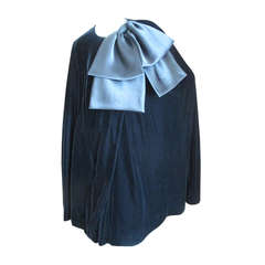 Givenchy Paris Vintage Black Velvet Cape with Satin Bow