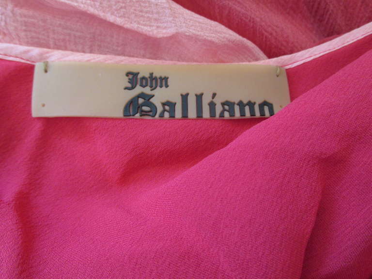 John Galliano Silk Chiffon Summer Dress with Long Flowing Scarves 4