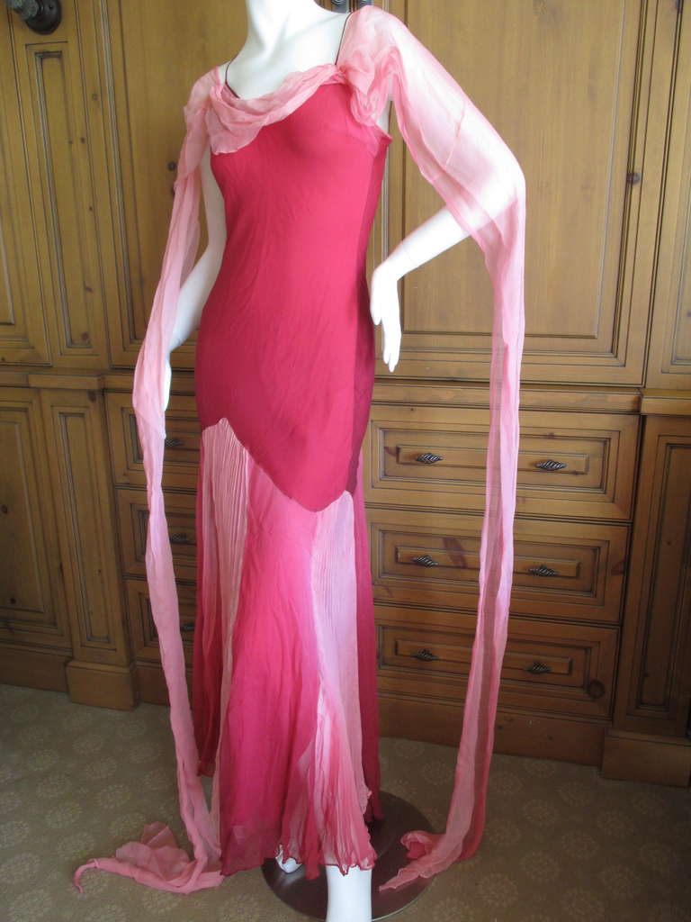 John Galliano Silk Chiffon Summer Dress with Long Flowing Scarves 1