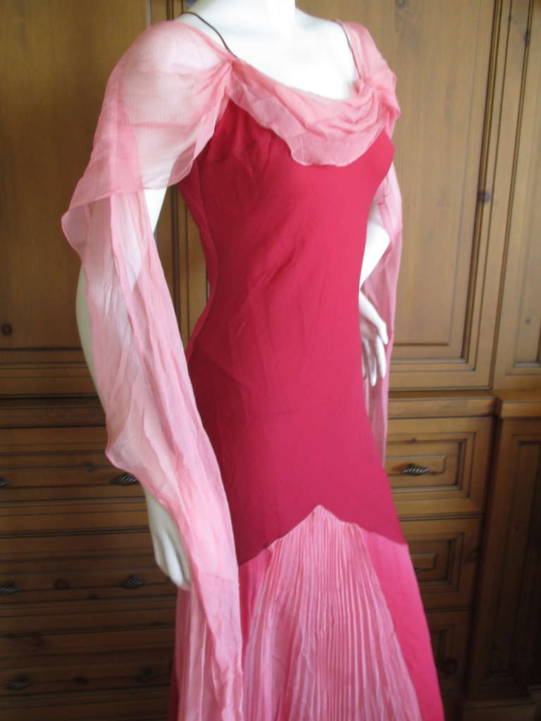 John Galliano Silk Chiffon Summer Dress with Long Flowing Scarves In Excellent Condition In Cloverdale, CA