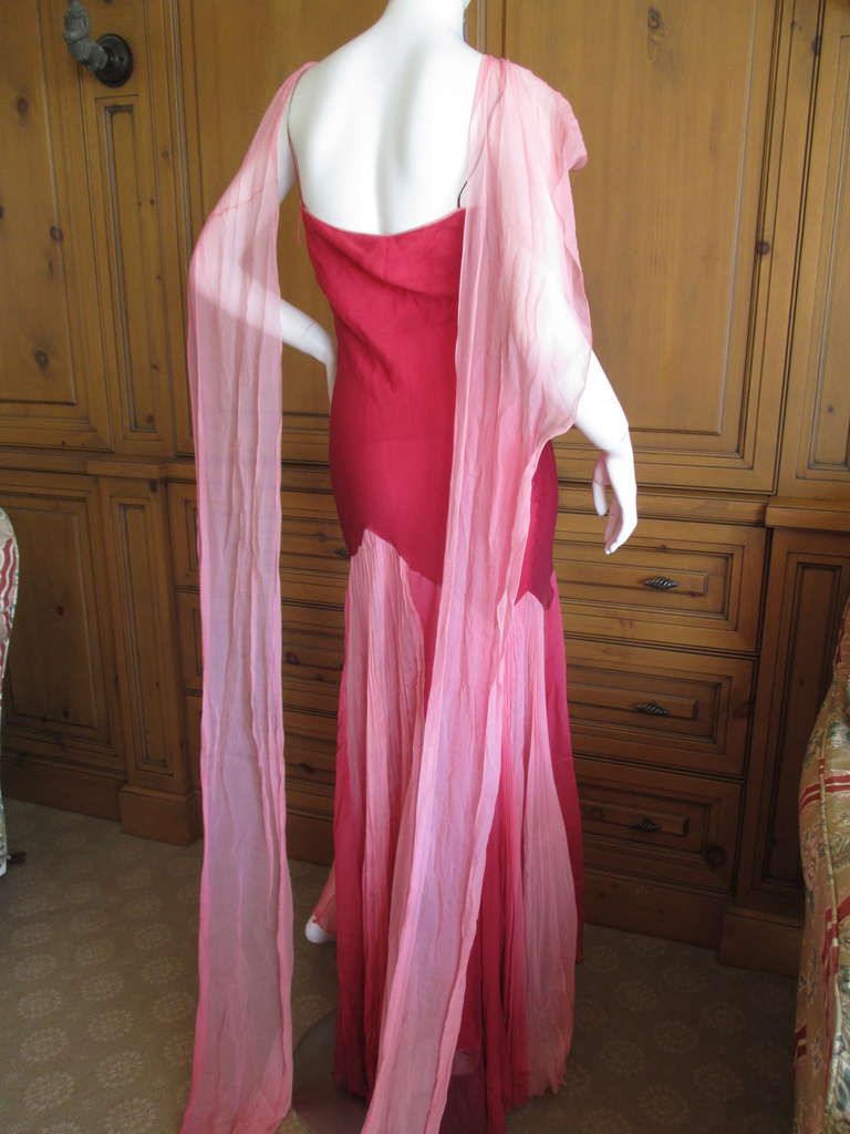 Women's John Galliano Silk Chiffon Summer Dress with Long Flowing Scarves