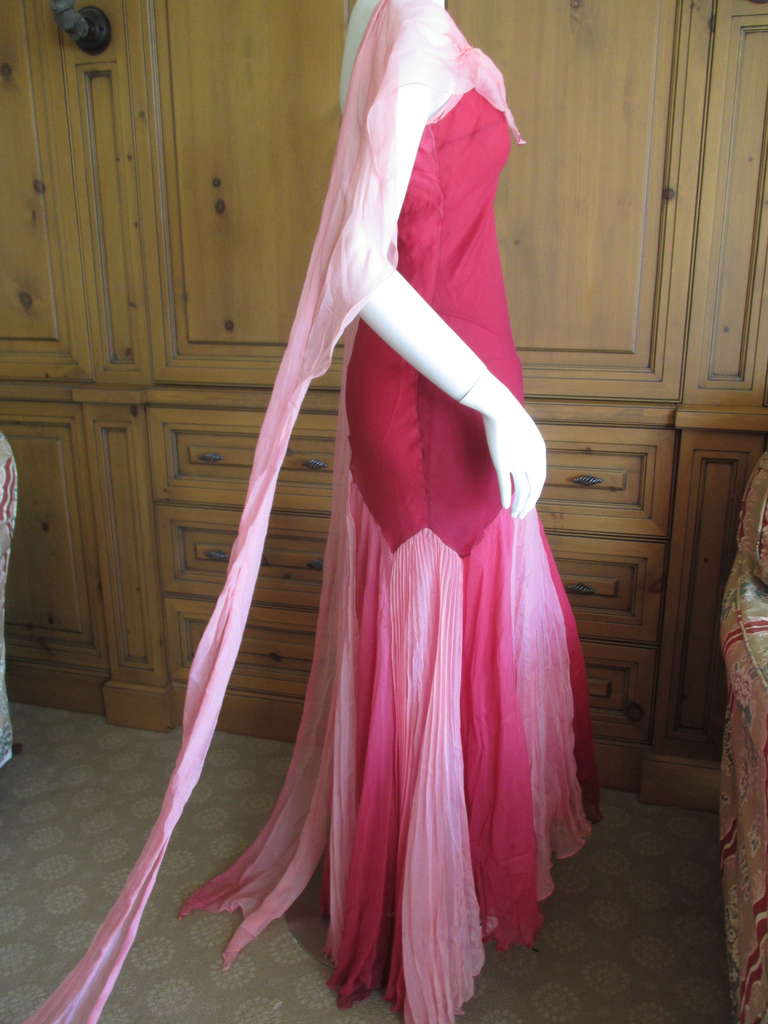 John Galliano Silk Chiffon Summer Dress with Long Flowing Scarves 2