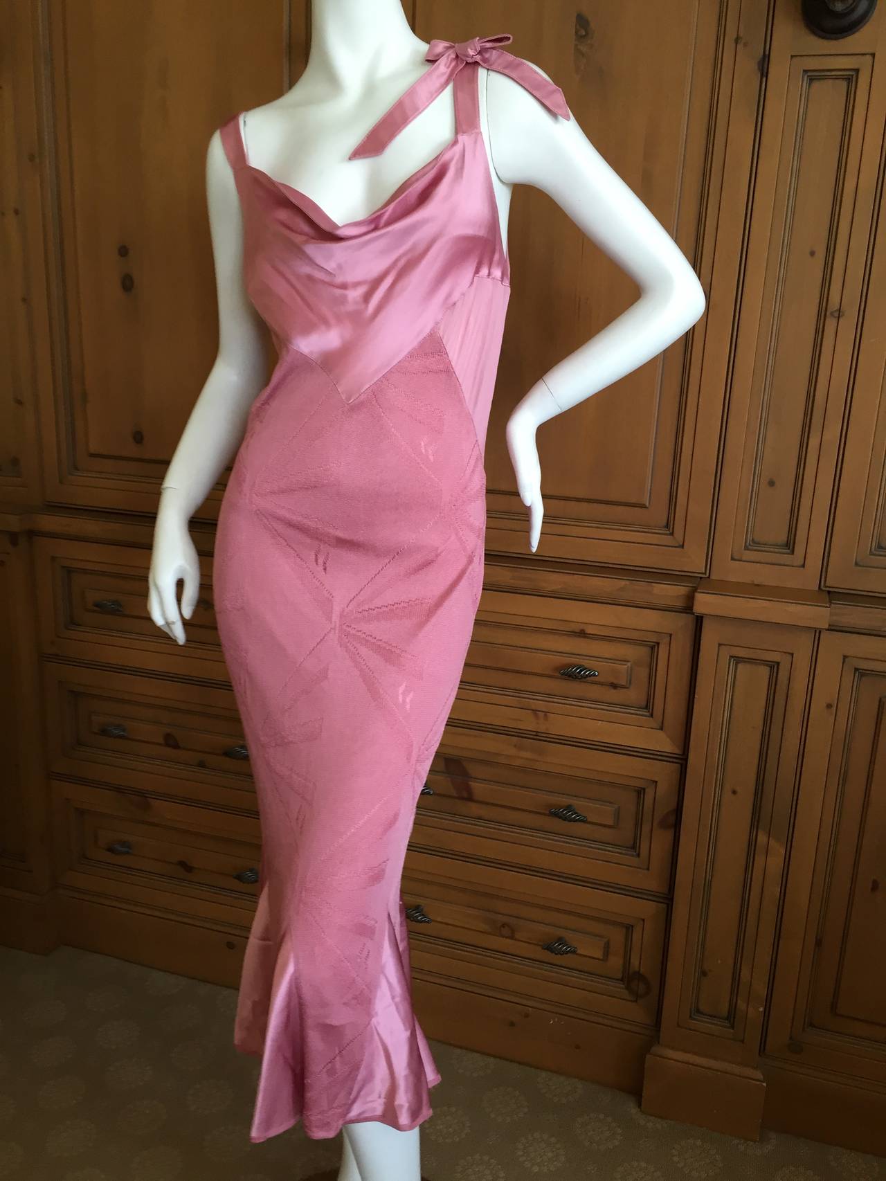 John Galliano Dusty Rose Dress with Silk Satin Inserts In Excellent Condition In Cloverdale, CA