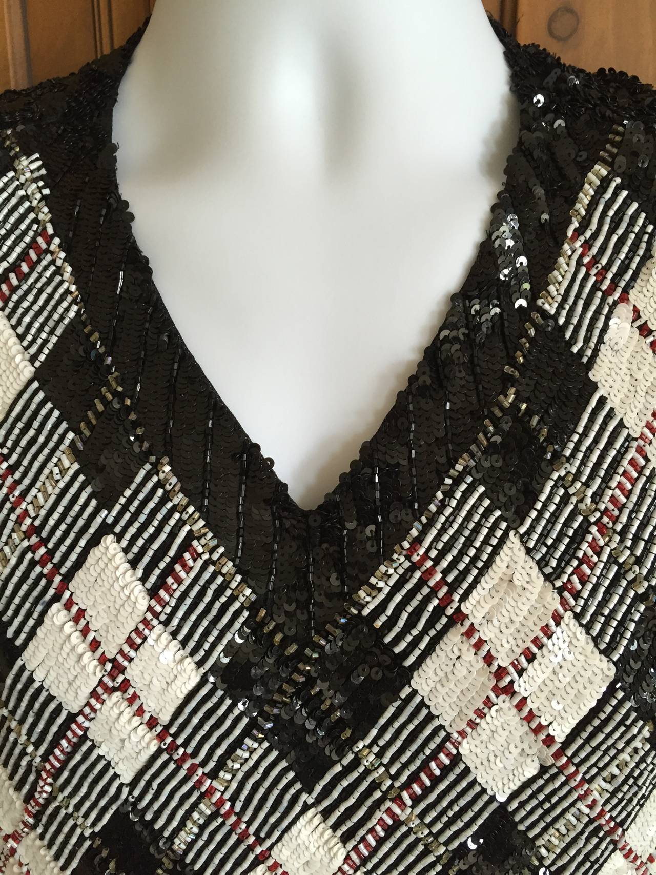 Black Jean Paul Gaultier Rare Vintage 80's Men's Beaded Sequin Argyle Vest For Sale