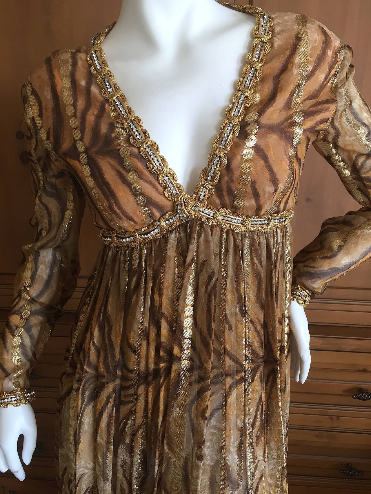 Women's Bill Blass Seductive Vintage Empire Jeweled Silk Dress For Sale