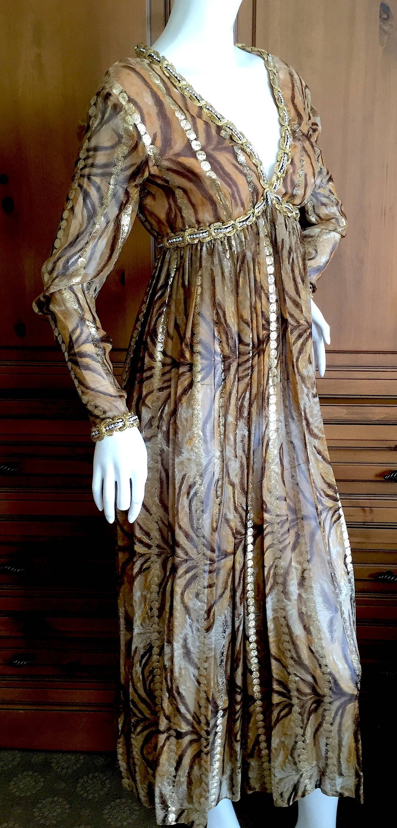 Bill Blass Seductive Vintage Empire Jeweled Silk Dress For Sale 1