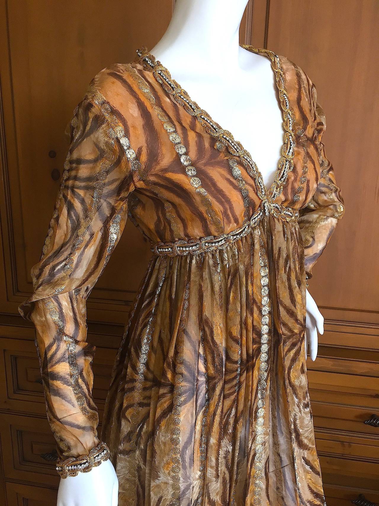 Bill Blass Seductive Vintage Empire Jeweled Silk Dress For Sale 2