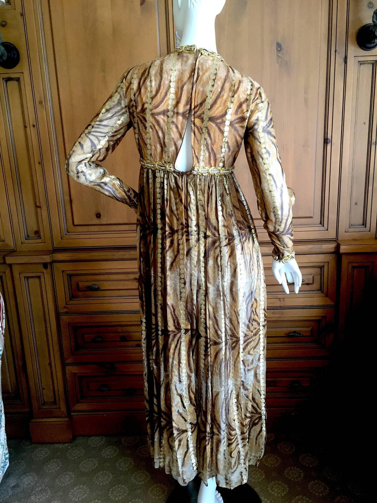 Bill Blass Seductive Vintage Empire Jeweled Silk Dress For Sale 3