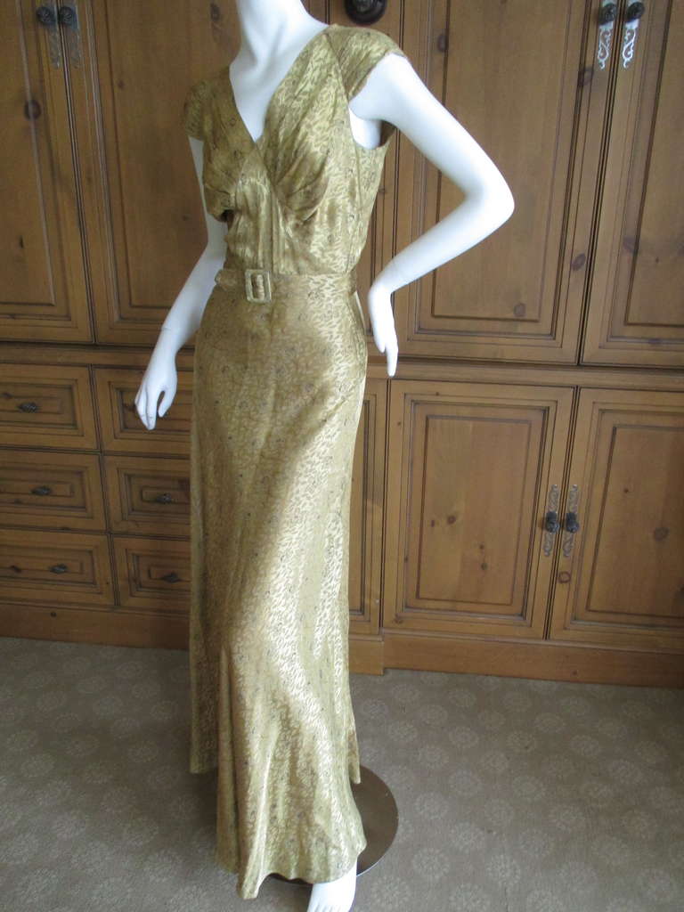 1930's Gold Belted Evening Dress 3